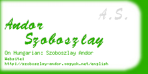 andor szoboszlay business card